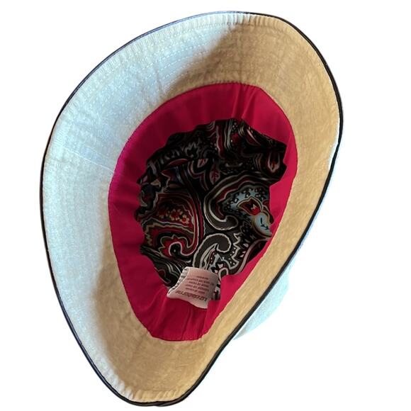 Liz Claiborne Beige Suede Hat with Satin Paisley Print Lining Vintage - Picture 3 of 5